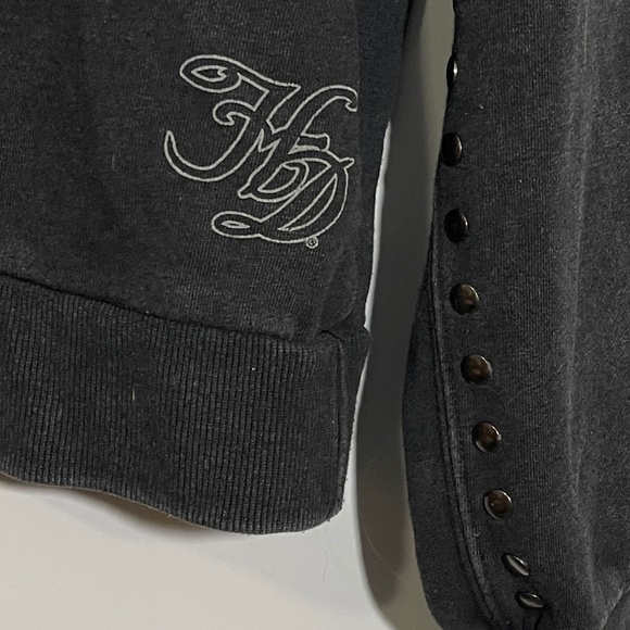 Harley Davidson Studded Winged Choker Pullover Sweatshirt Size Large - Picture 3 of 7